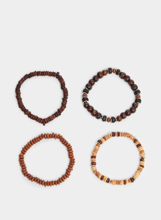 ستايلي مجموعة من 4 اساور يد منمقة بالخرز - Image 1