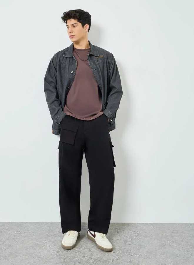 ستايلي بنطال قطن منسوج بقصة واسعة