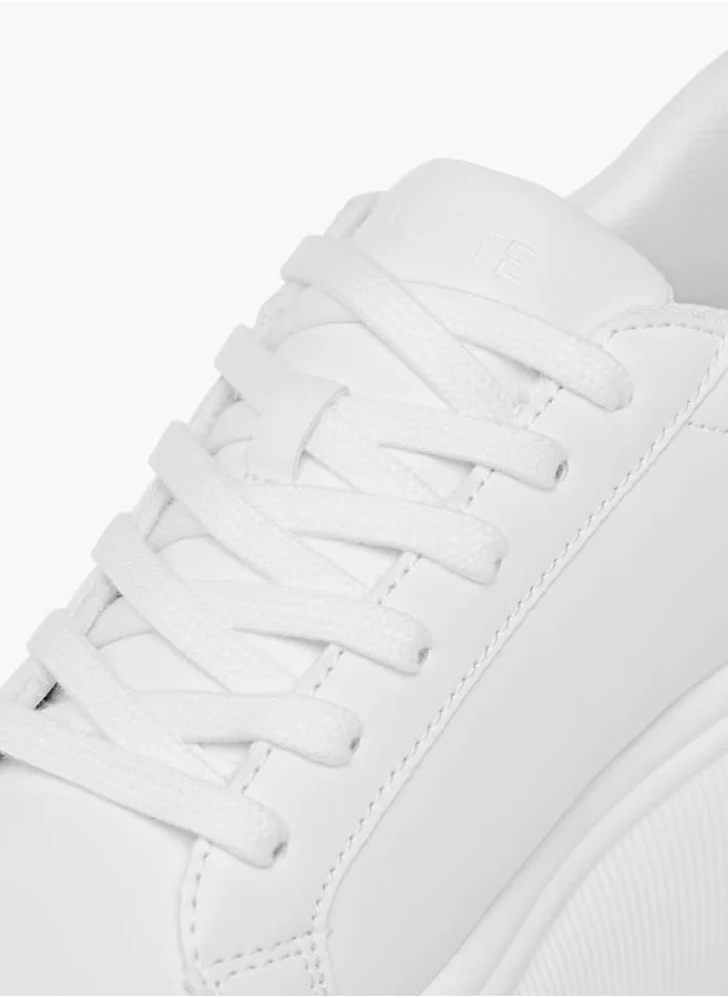 Celeste Women's Solid Chunky Sole Sneakers with Lace-Up Closure