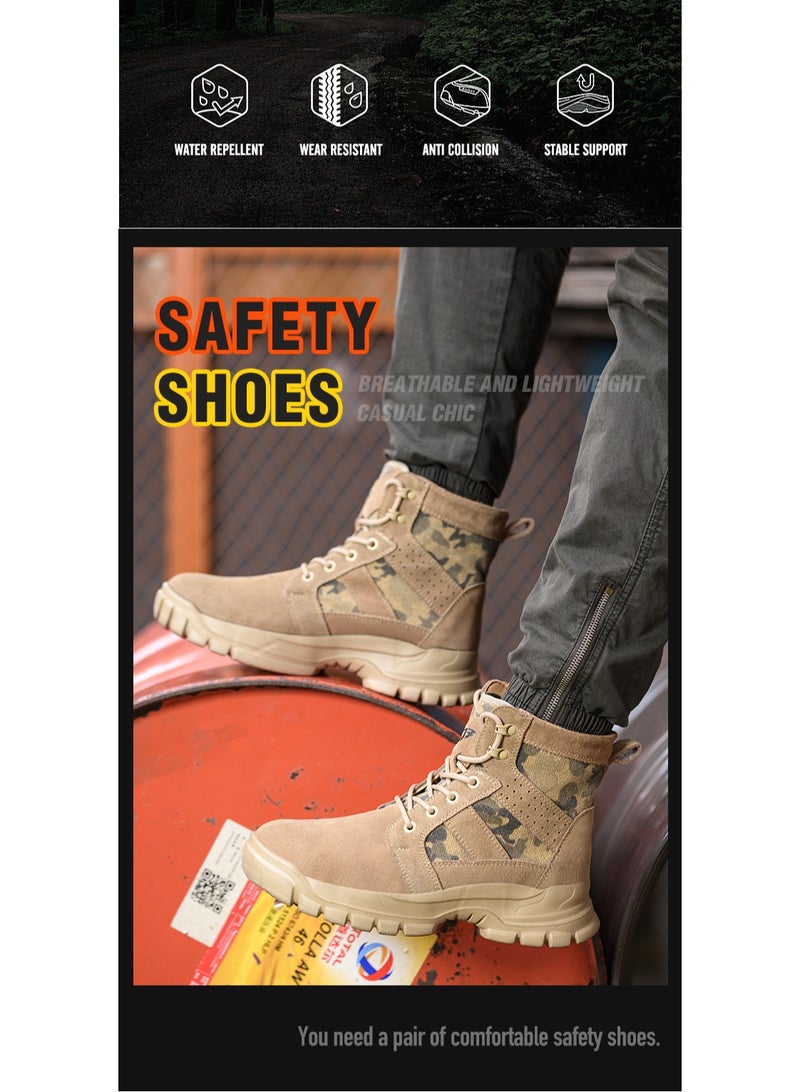 general High-Top Safety Work Shoes for Men - Steel Toe, Puncture & Smash Resistant, Wear-Resistant, Anti-Skid, Air Cushioned Protection Sneakers for Outdoor & Heavy Duty Jobs - Image 3