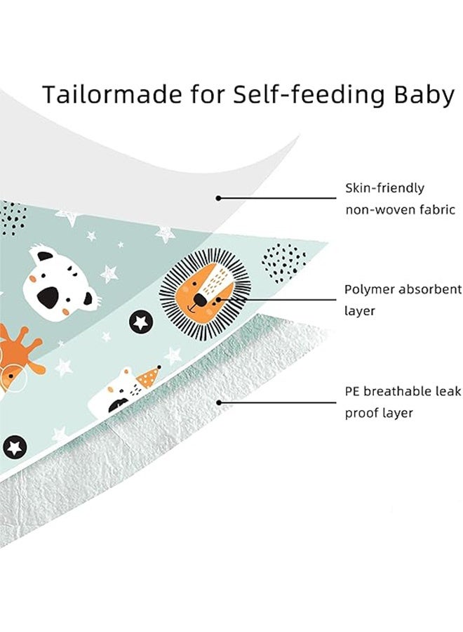 MXN 30 Pcs Baby Disposable Bibs Travel Feeding Bib - Leakproof Liner, Food Catcher Pocket for 6-18 Months Babies Toddlers - Image 3