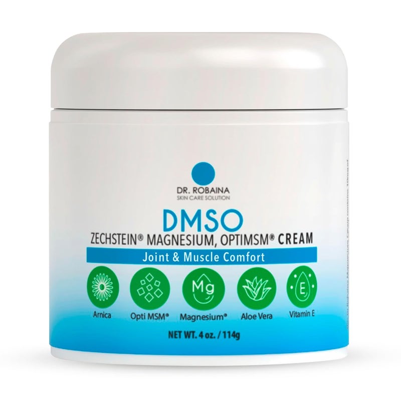 dr robaina كريم د. روباينا DMSO - 99.9% نقي من الدرجة الصيدلانية | تركيبة تخفيف للبشرة مع مغنيسيوم زكشتاين، أرنيكا، صبار الألوة، فيتامين E | راحة العضلات والمفاصل | 4 أونصات | صنع في الولايات المتحدة - Image 1