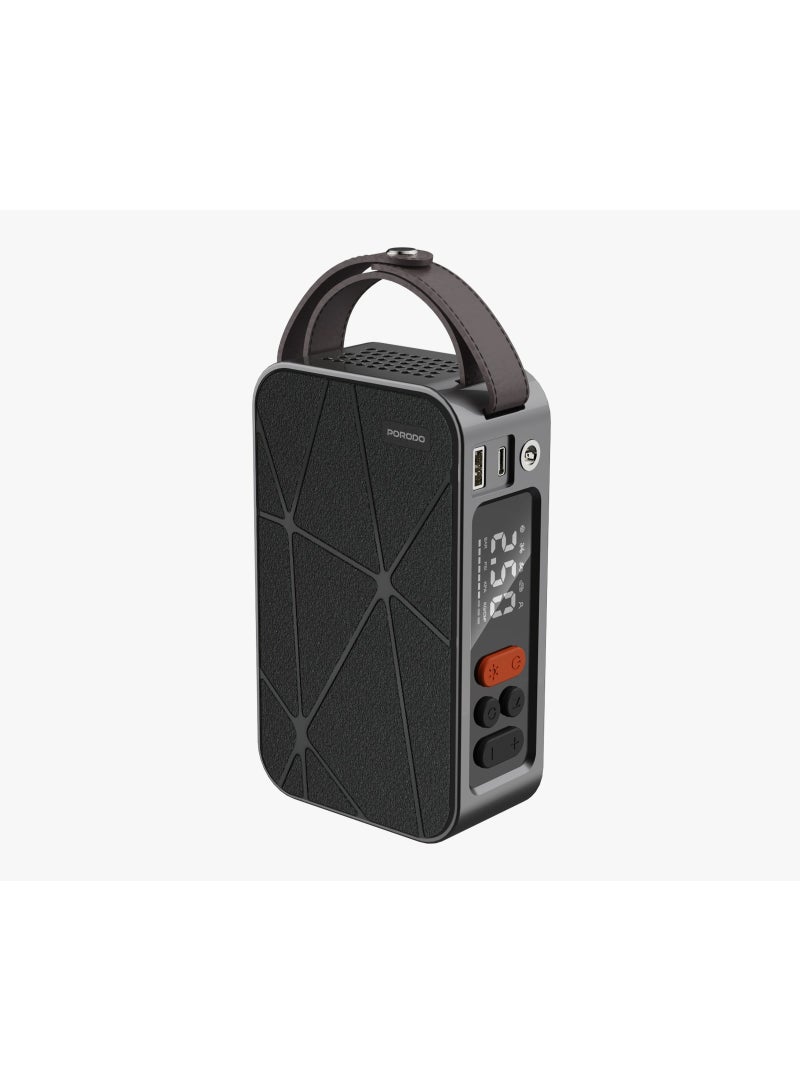 porodo Flator Portable Tire Inflator / 4000mAh Air Compressor / Real-Time Pressure Display / Dual Power Inflation - Black - Image 3
