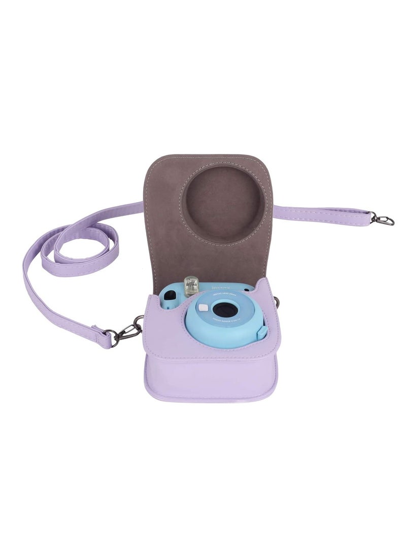 Trendy PU Leather Camera Case for Fujifilm Instax Mini 11 9 8 8 Plus Adjustable Strap and Pocket with Mini Photo Album Purple - Image 3