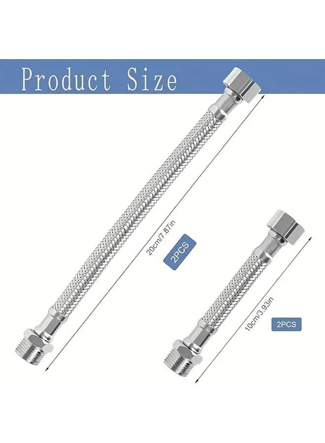 4pcs 3 8 Flexible Extension Hose 20cm 10cm 304 Stainless Steel Water Supply Line - Image 4