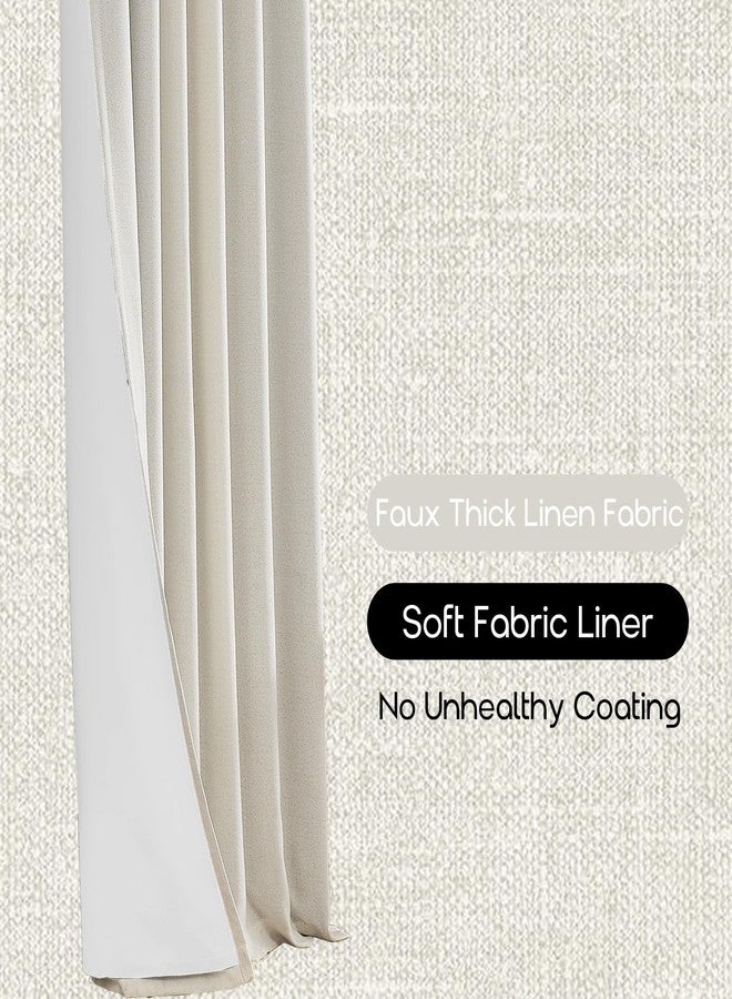 PANELSBURG Soundproof Curtains 90 Inch Ceiling to Floor Tall Sound Proof Dampening Deadening Absorbing Curtains for Room Noisy Streets Cute Beige 100% Total Blackout Liners for Behind Curtains - Image 2