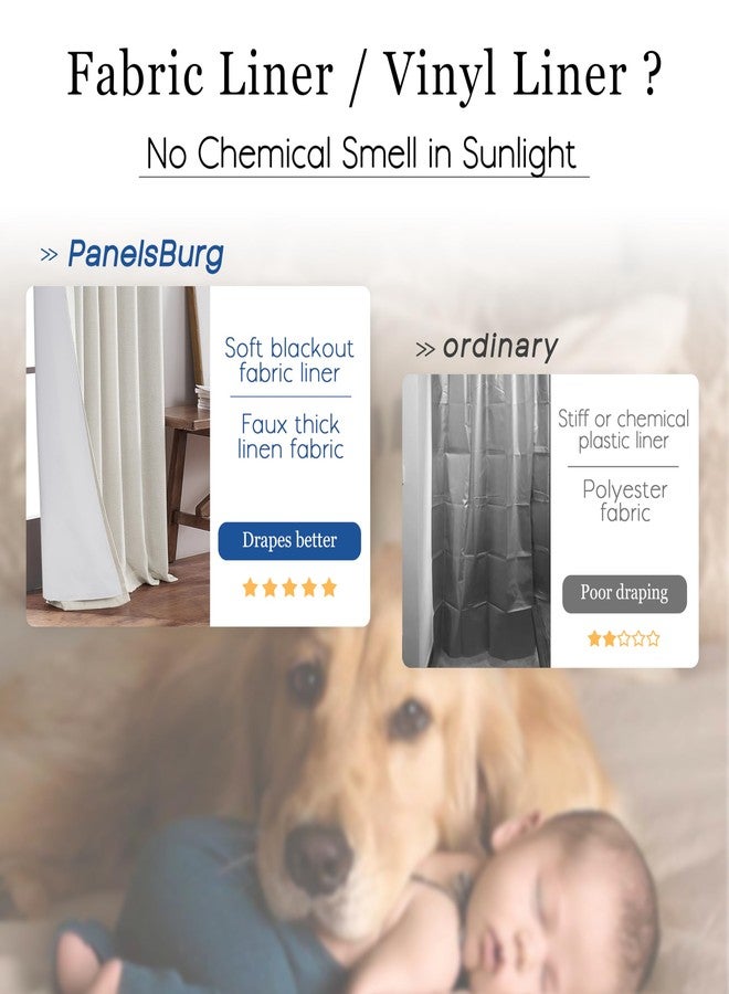 PANELSBURG Soundproof Curtains 90 Inch Ceiling to Floor Tall Sound Proof Dampening Deadening Absorbing Curtains for Room Noisy Streets Cute Beige 100% Total Blackout Liners for Behind Curtains - Image 5
