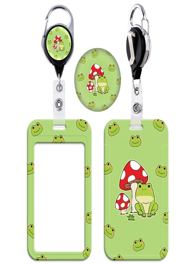 DMLSKY ID Badge Holder Retractable Clip Work Badge Reel Clip for ID Badges Keycard for Nurse Teacher Student Office Womens Id Card Key Holder Retractable Keychain, Cute Frog - Image 1