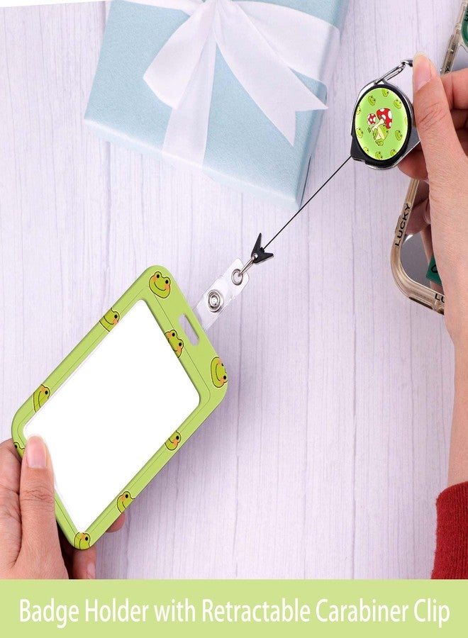 DMLSKY ID Badge Holder Retractable Clip Work Badge Reel Clip for ID Badges Keycard for Nurse Teacher Student Office Womens Id Card Key Holder Retractable Keychain, Cute Frog - Image 4