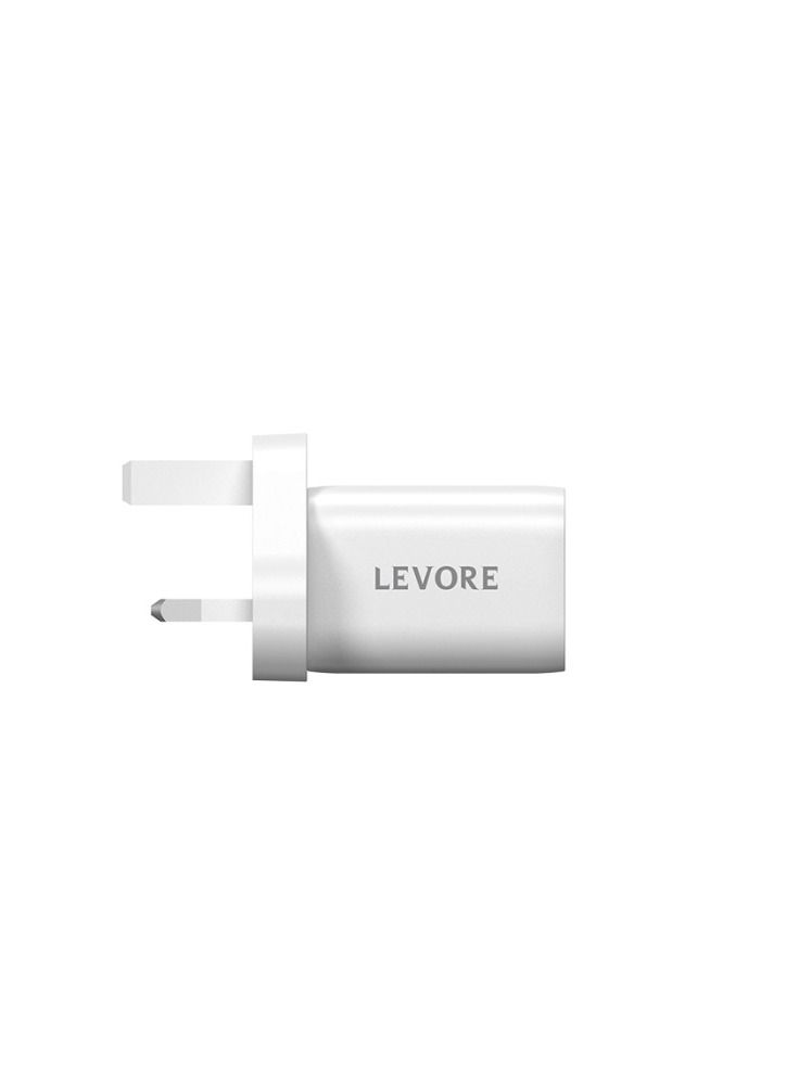 ليفور شاحن جداري 33 وات USB-C PD ومنفذ USB-A - أبيض - Image 3