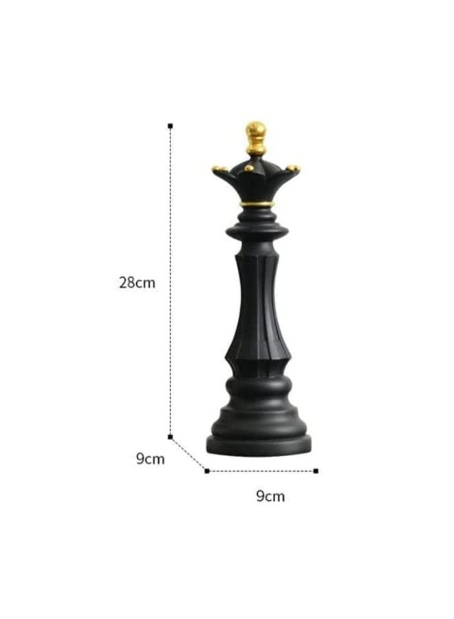3 Pcs Chess Pieces Sculpture Set, King Queen Knight Decorative Statues, Black with Gold - Image 5