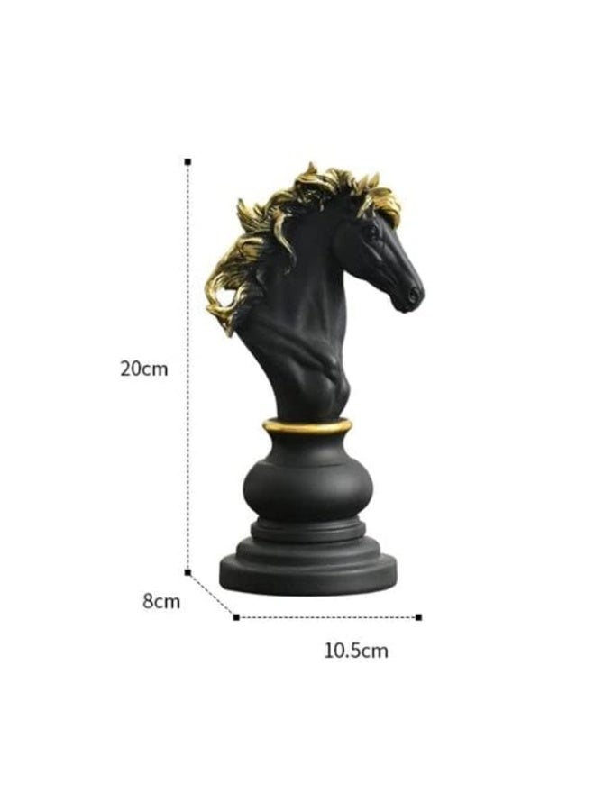 3 Pcs Chess Pieces Sculpture Set, King Queen Knight Decorative Statues, Black with Gold - Image 4