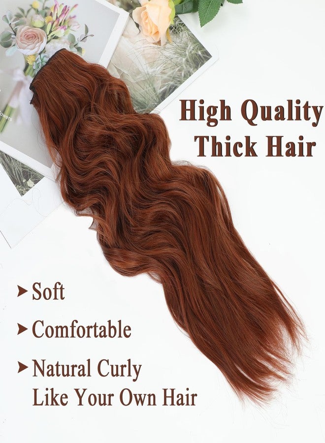 NAYOO Clip in Curly Hair Extensions 4PCS Long Wavy Synthetic Thick Hairpieces with Fiber Double Weft for Women Hair Full Head (20 Inch, Auburn) - Image 5