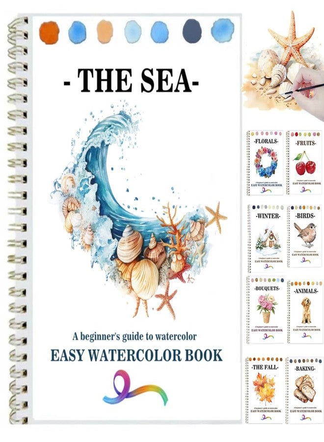 Baeleega Watercolor Workbooks Coloring Book Beginner Friendly Painting Kit Easy Nature Scenes Paint Set Art Crafts for Creative Exploration Gift for Adults Teens (Seaside, Without Palette) - Image 1