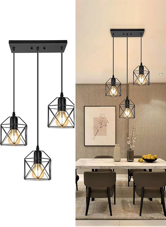 Hanging Pendant Lights Vintage 3 Lights Ceiling Lamp for Kitchen Dining Room Bulbs Include - Image 1