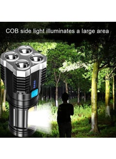 Lifestyle Venture Lifestyle Venture 4core Super Bright Flashlight LED Torch Strong Light USB Rechargeable Outdoor MultiFunction Lamp Tactical Camping Searchlight COB Light Multicolor Pack of 1  - Image 5