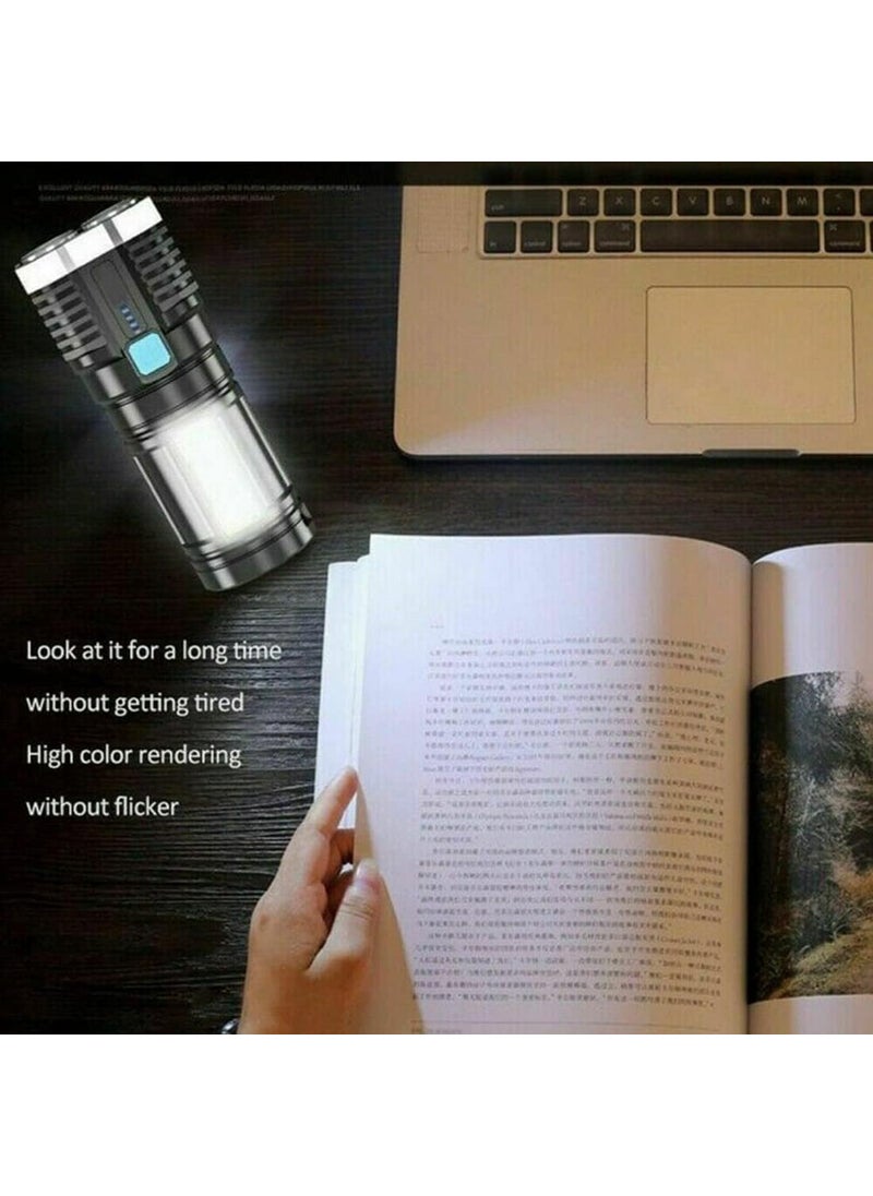 Lifestyle Venture Lifestyle Venture 4core Super Bright Flashlight LED Torch Strong Light USB Rechargeable Outdoor MultiFunction Lamp Tactical Camping Searchlight COB Light Multicolor Pack of 1  - Image 2