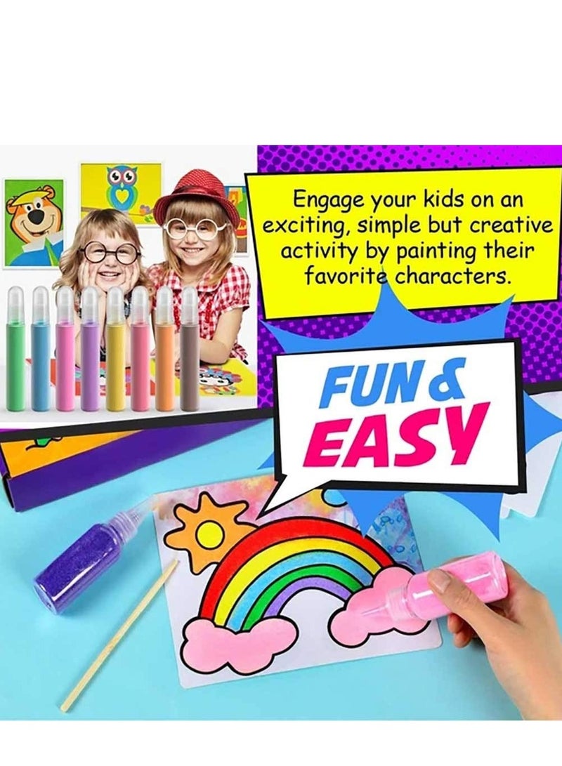 8Pcs Kids DIY Sand Painting Set - Creative Drawing Board with Bubble Handmade Picture Paper for Art Projects, Decorations, and Crafts  - Image 2