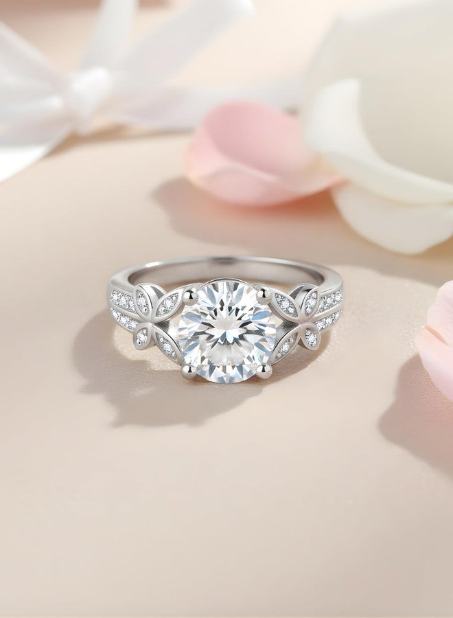 Karatcart Bohey by KARATCART Luxurious Silver-Tone Floral Solitaire American Diamond Ring for Women - Image 2
