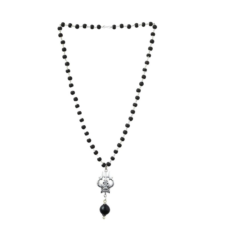 Divine Hindu OM Shiva Trishool Karungali Mala - Black Ebony Wood Spiritual Necklace for Meditation and Healing - Image 2
