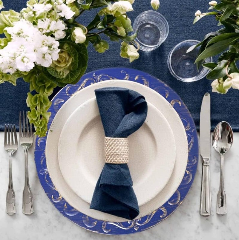 Pomp Pomp Royal 13 Inch Diameter Blue Charger Plates 6 Pack  Decorative Chargers That Will Capture Your Imagination  Easy Care  Premium Plastic - Image 3