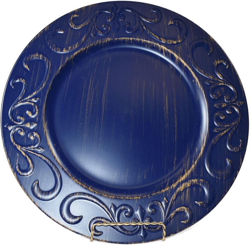 Pomp Pomp Royal 13 Inch Diameter Blue Charger Plates 6 Pack  Decorative Chargers That Will Capture Your Imagination  Easy Care  Premium Plastic - Image 2