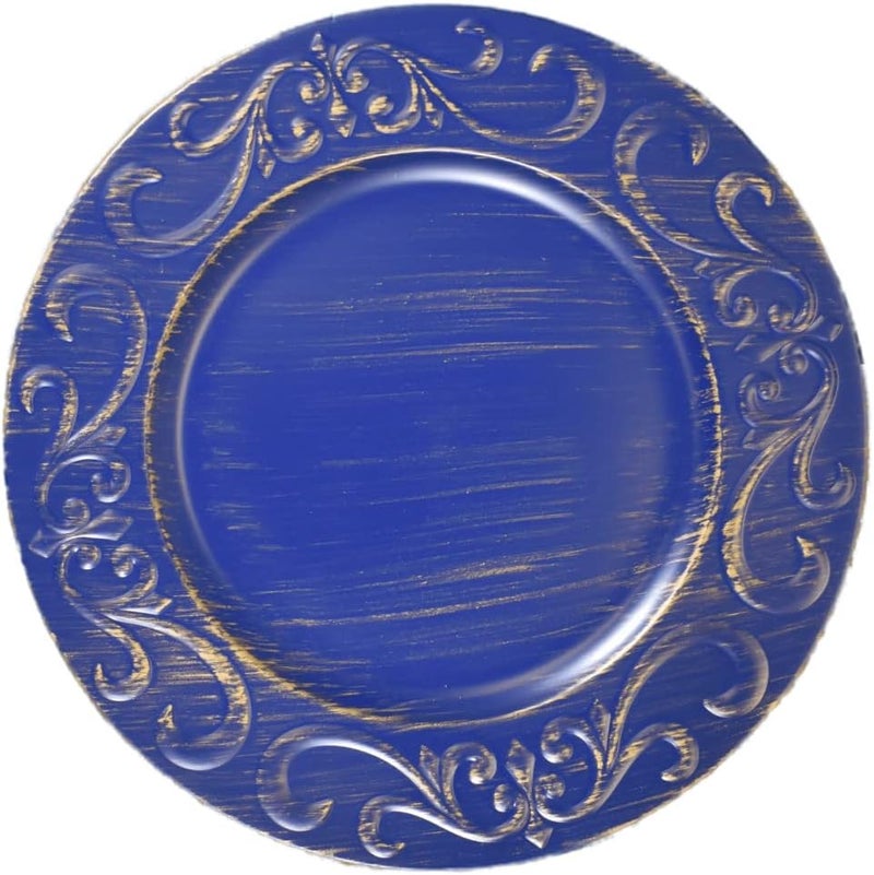 Pomp Pomp Royal 13 Inch Diameter Blue Charger Plates 6 Pack  Decorative Chargers That Will Capture Your Imagination  Easy Care  Premium Plastic - Image 1