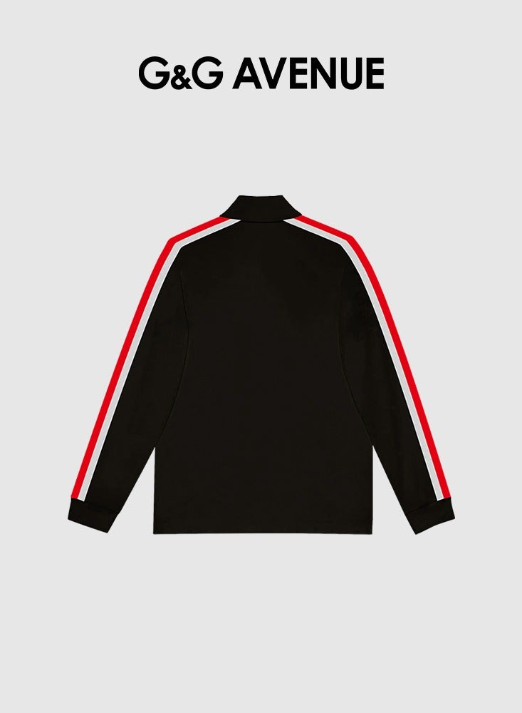 G&G AVENUE Men polo shirt sports shirt casual collar autumn and winter rainbow woven top soft and comfortable long sleeved T-shirt base shirt - Image 2