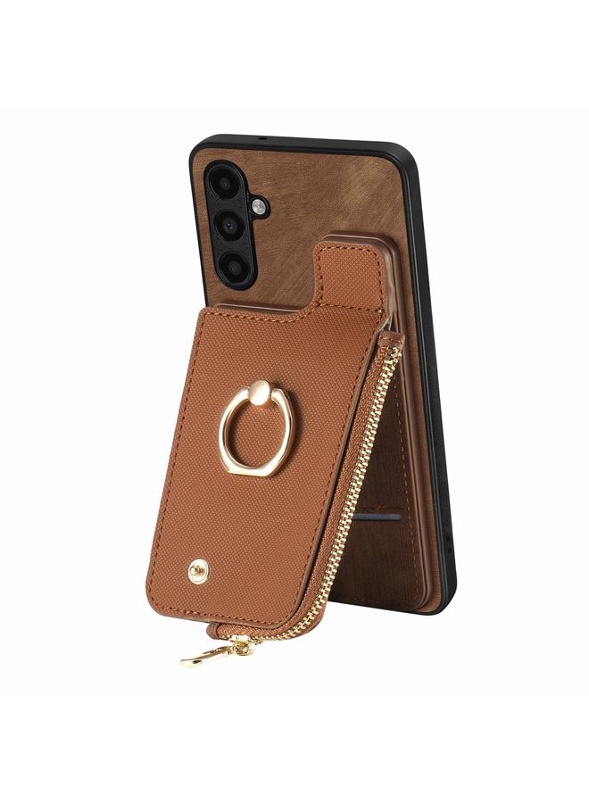 S-TOP Case For Samsung Galaxy A71 5G Cross Leather Ring Vertical Zipper Wallet Back Phone Case - Image 2