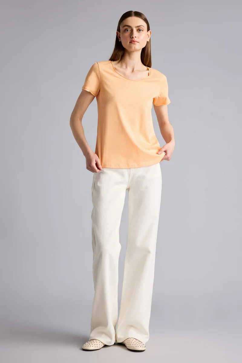 ديفاكتو Regular Fit Crew Neck Dirty Basic Short Sleeve T-Shirt