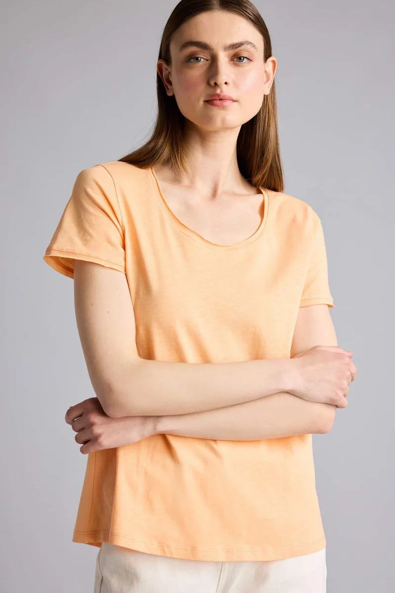 ديفاكتو Regular Fit Crew Neck Dirty Basic Short Sleeve T-Shirt