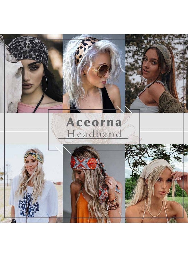 Aceorna أربطة رأس بوهو عريضة مربوطة، أشرطة شعر مطبوعة، أغطية رأس بوهيمية للنساء والفتيات، 3 قطع (مجموعة ج) - Image 4