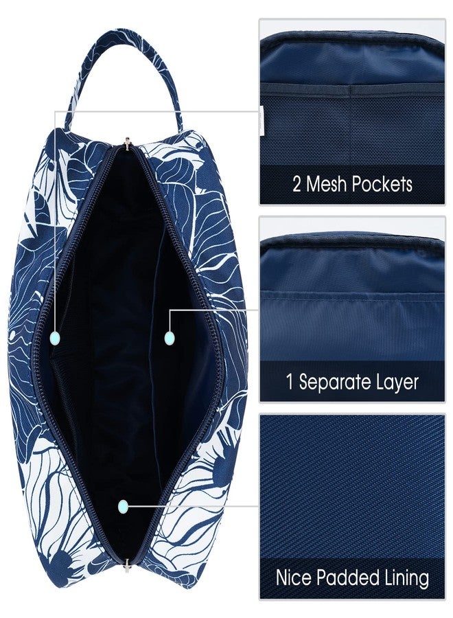 Narwey Toiletry Bag for Men Travel Shaving Dopp Kit Makeup Shower Bag for Women, Blue Lotus - Image 4