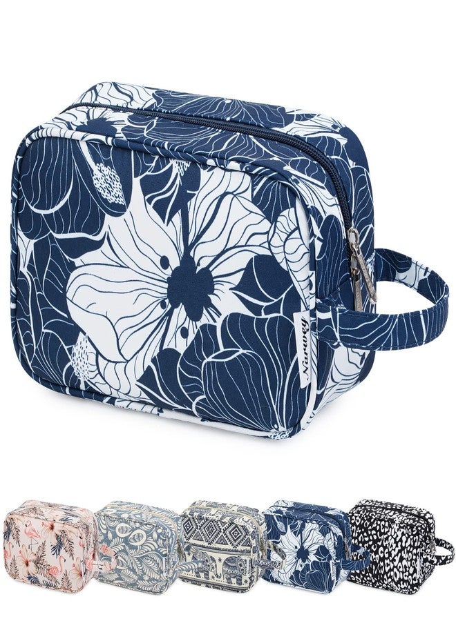 Narwey Toiletry Bag for Men Travel Shaving Dopp Kit Makeup Shower Bag for Women, Blue Lotus - Image 1
