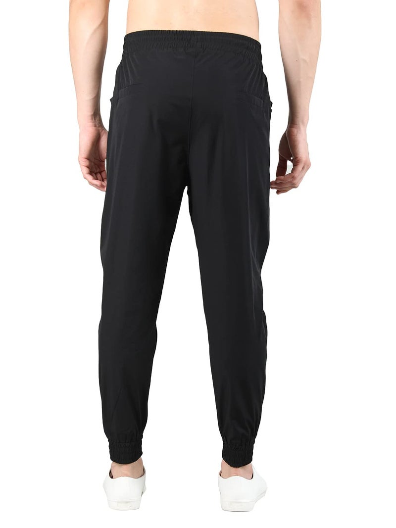 CHKOKKO Men Solid Sports Running Gym Track Pant Lower with Pocket Black White XL - Image 3