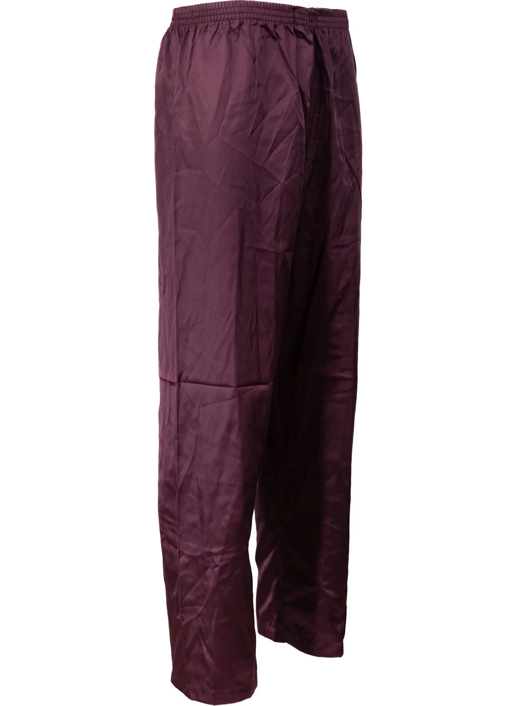 Oppland Men's Satin Fabric Pajama Pants Solid Color Elastic Waist No Pocket Wide Leg Relaxed Cut