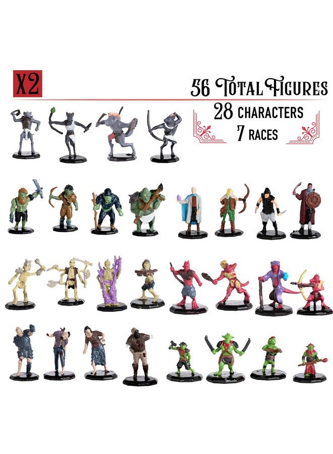 Monster Protectors Monster Protectors 56 Fantasy Mini Figures - All Unique Designs - 1" Hex-Sized Compatible with DND Dungeons Dragons, Pathfinder, RPG Tabletop Games - Features Goblins, Orcs, Gnolls, Skeletons & More  - Image 2
