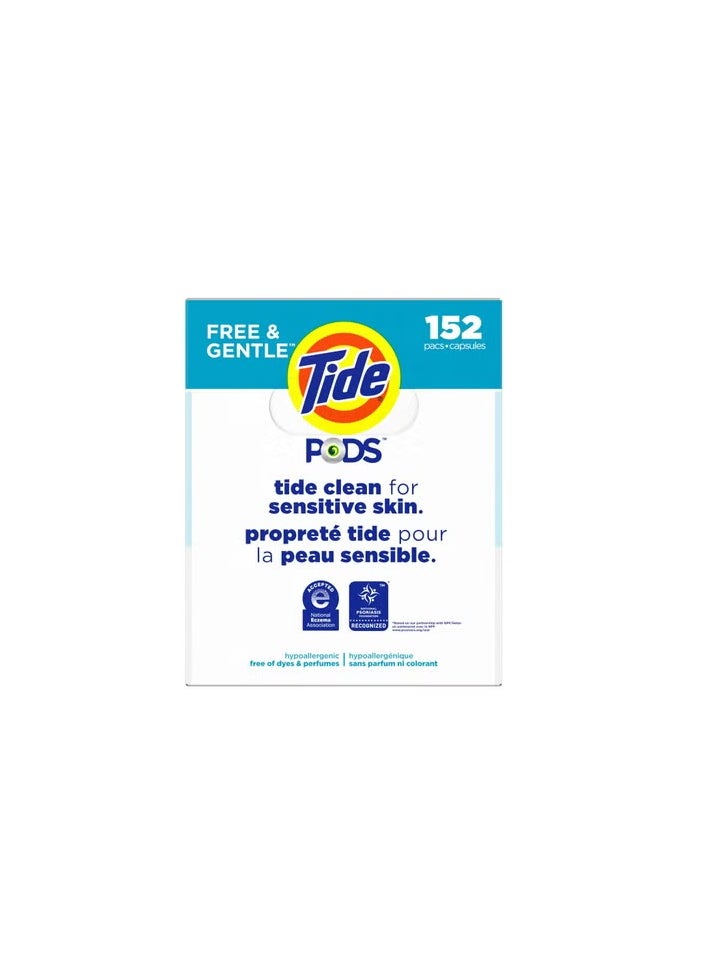 Tide - 76 PODS Liquid Laundry Detergent Pacs, Free & Gentle, For Baby Sensitive Skin | 76 -count |  For All Automatic Machine - Image 1