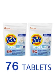 Tide 76 PODS Liquid Laundry Detergent Pacs, Free & Gentle, For Baby Sensitive Skin | 76 -count |  For All Automatic Machine  - Image 1