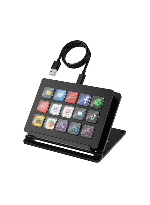 LCD Shortcut Stream Deck Controller, 15-Key All-in-one Stream Trigger Key Console for Desktop Productivity, Customise LCD Touchable Switchable Buttons for OBS, Twitch, YouTube - Mac & PC Compatible