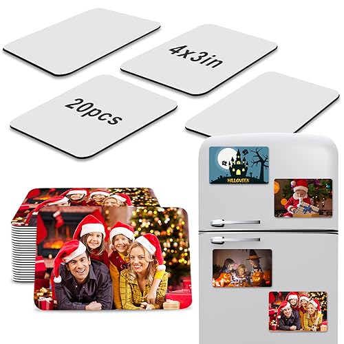 ICOSHOW Sublimation Magnet Blanks 3x3 inch, Sublimation Blank Products, 20Pcs Personalized Sublimation Fridge Refrigerator Magnets for Home Kitchen Office Decorative (Rectangular) - Image 1