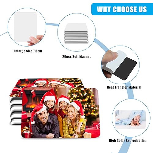 ICOSHOW Sublimation Magnet Blanks 3x3 inch, Sublimation Blank Products, 20Pcs Personalized Sublimation Fridge Refrigerator Magnets for Home Kitchen Office Decorative (Rectangular) - Image 2
