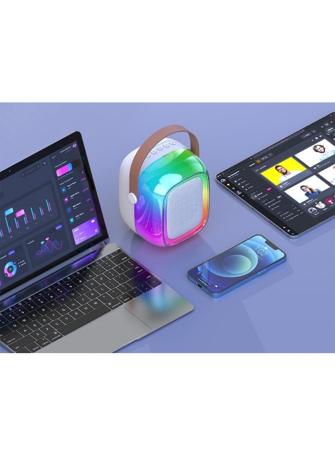 SAFENHAND Portable Bluetooth Karaoke Speaker with Wireless Microphone, LED Lights, Multicolour - Image 3