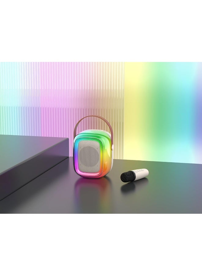 SAFENHAND Portable Bluetooth Karaoke Speaker with Wireless Microphone, LED Lights, Multicolour - Image 2