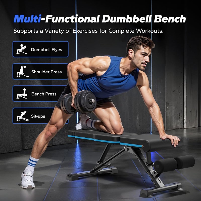 Adjustable Gym Bench Strength Training Weight Bench Press, 450KG Folding Multi Station Home Gym Equipment , Exercise&Fitness Equipment - Image 3
