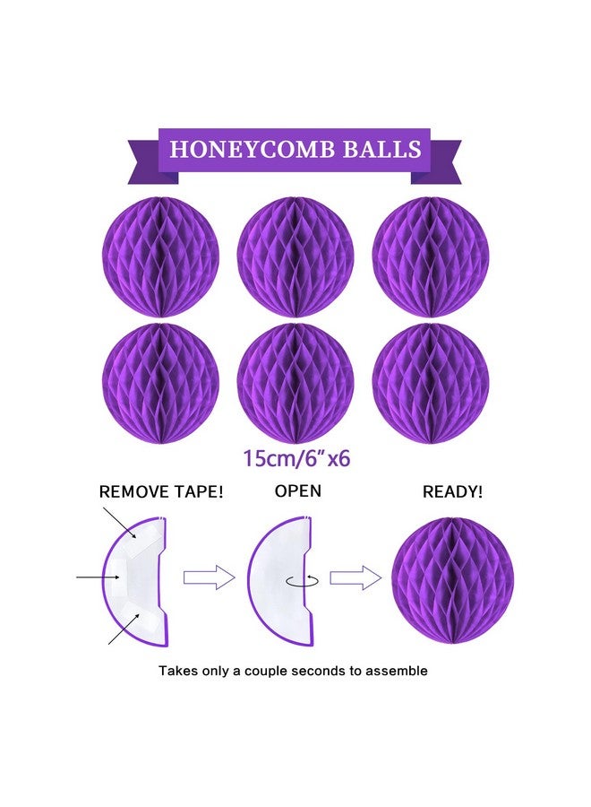 LITAUS Purple Birthday Decorations Kit - 16-Piece Set with Pre-Strung Happy Birthday Banner, Honeycomb Balls, Garland & Swirls | Purple Theme Party Supplies for Women Girls Kids, Teens Adults - Image 5