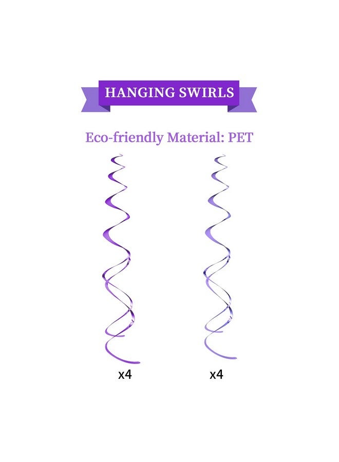 LITAUS Purple Birthday Decorations Kit - 16-Piece Set with Pre-Strung Happy Birthday Banner, Honeycomb Balls, Garland & Swirls | Purple Theme Party Supplies for Women Girls Kids, Teens Adults - Image 4