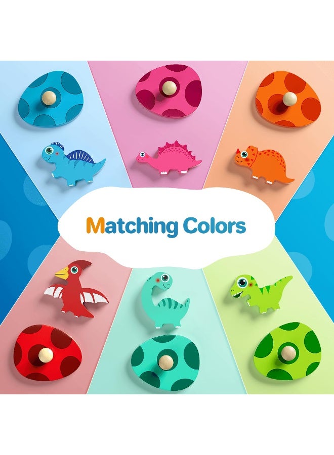 Wooden Puzzles for Toddlers 1-3, Montessori Toys for 1 2 Year Old Boy Birthday Gifts, Dinosaur Matching Eggs Peg Puzzles for Toddlers Age 2-4 Girls - Preschool Learning Activities - Image 3