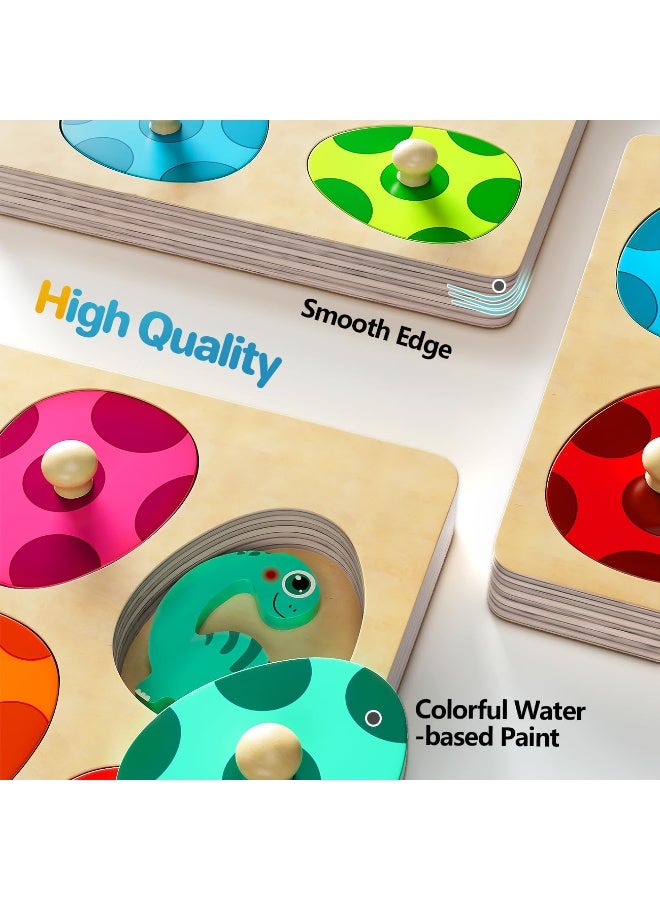Wooden Puzzles for Toddlers 1-3, Montessori Toys for 1 2 Year Old Boy Birthday Gifts, Dinosaur Matching Eggs Peg Puzzles for Toddlers Age 2-4 Girls - Preschool Learning Activities - Image 5