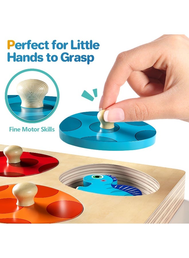 Wooden Puzzles for Toddlers 1-3, Montessori Toys for 1 2 Year Old Boy Birthday Gifts, Dinosaur Matching Eggs Peg Puzzles for Toddlers Age 2-4 Girls - Preschool Learning Activities - Image 4